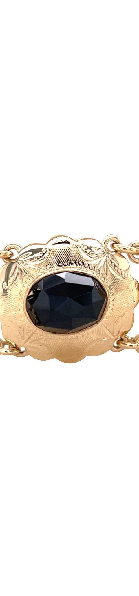 Vintage 14K Gold Boat Link Bracelet with Garnet